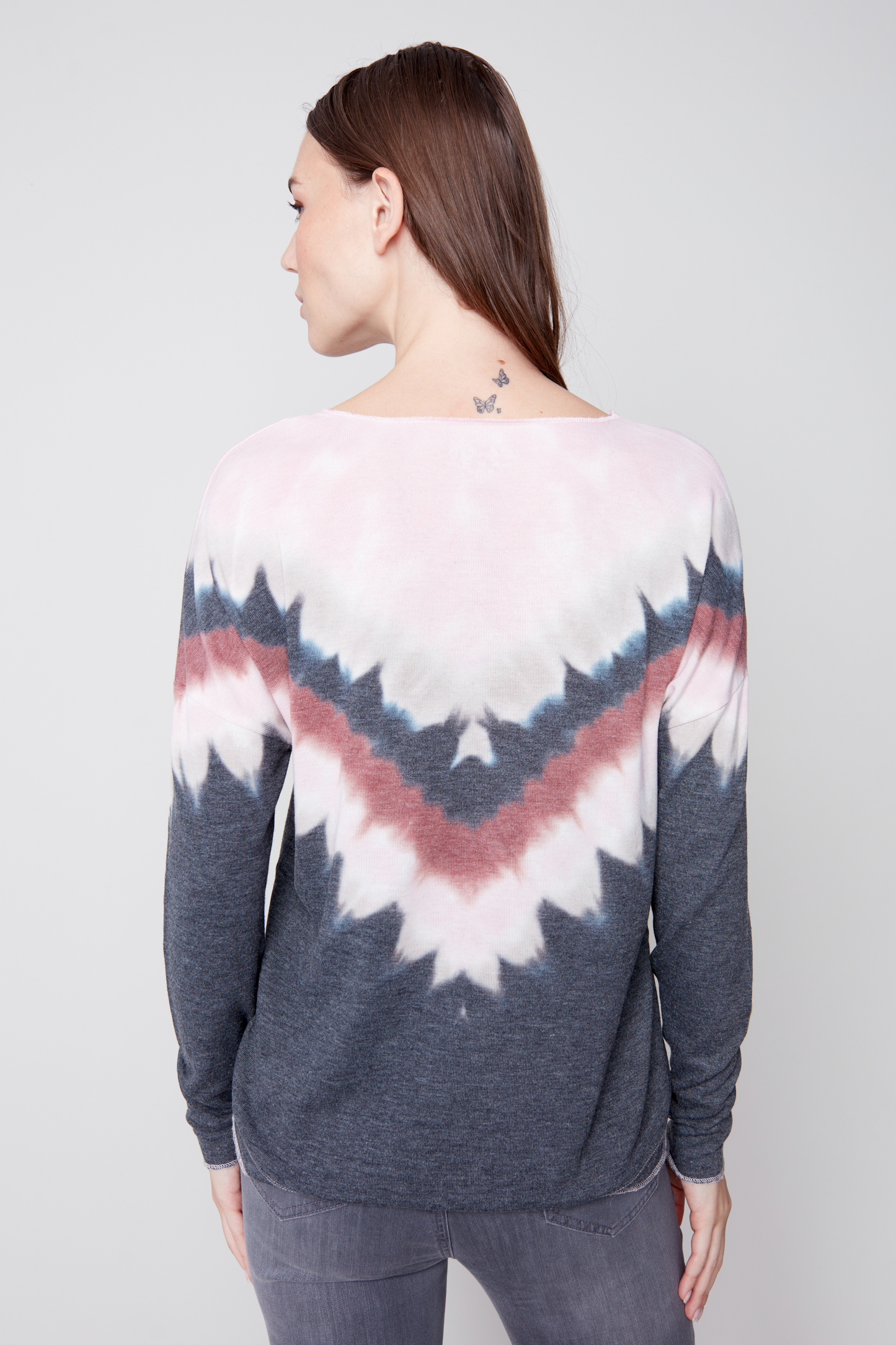 V-Neck Drop Shoulder Tie Dye Top