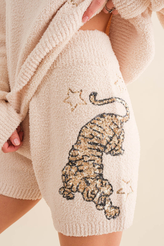 Sequin Tiger Detail Short