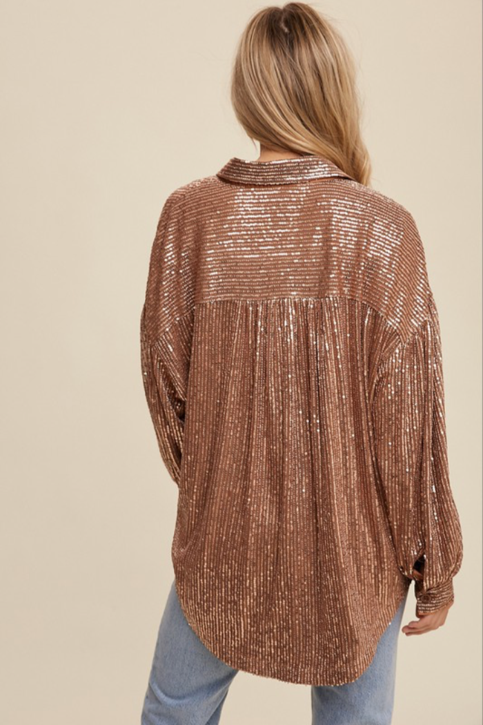 Sequin Button Down Shirt