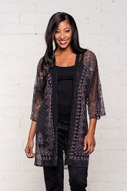 Art Deco Style Mesh Kimono