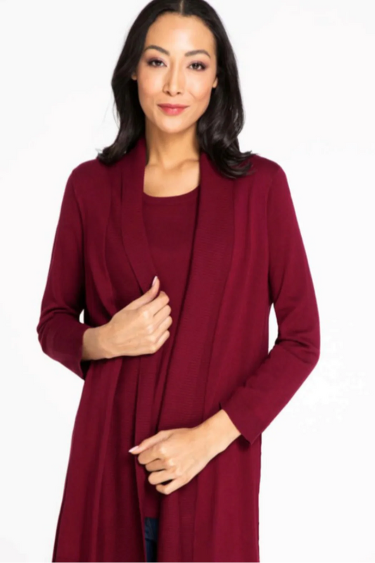 3/4 sleeve open front cardigan