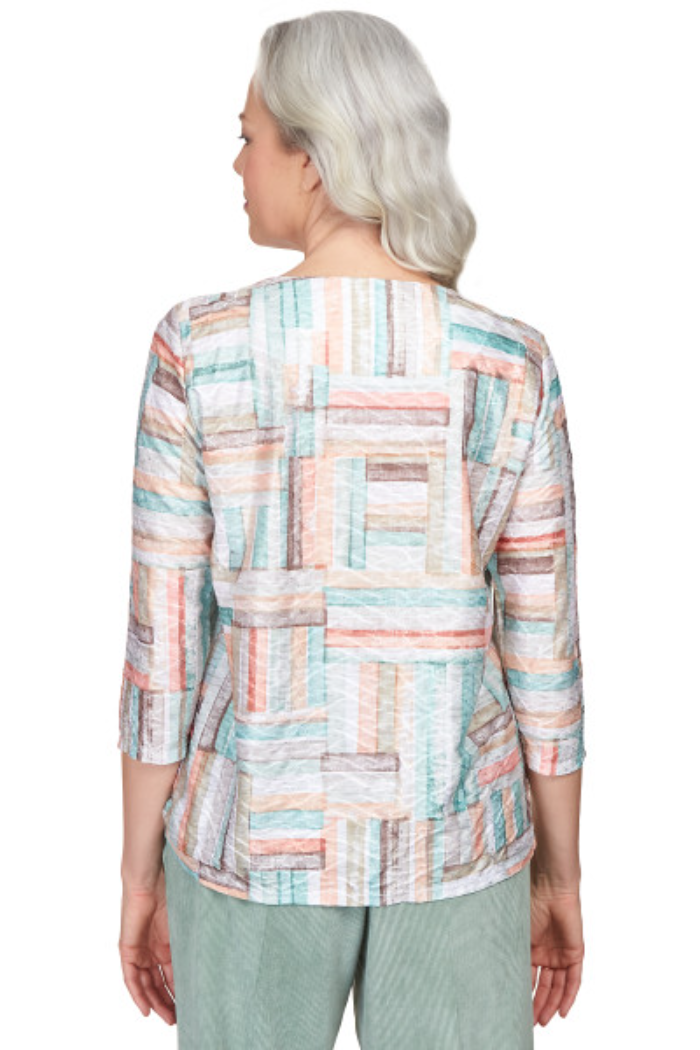 Textured Patchwork Stripe Side Grommet Top