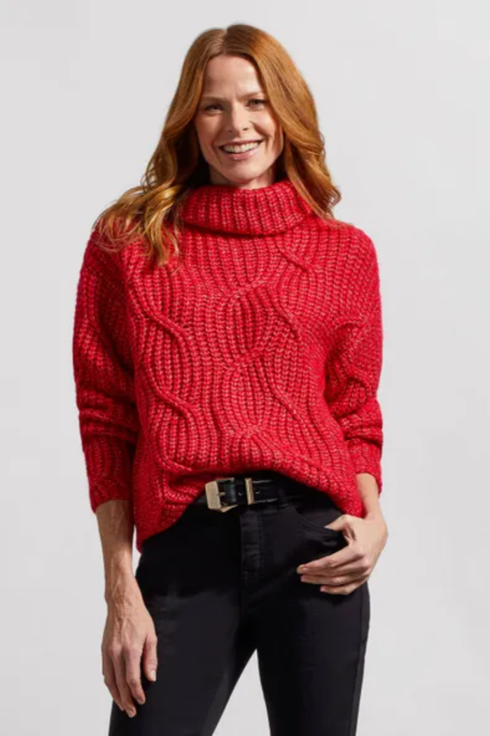 CABLE KNIT TURTLENECK SWEATER