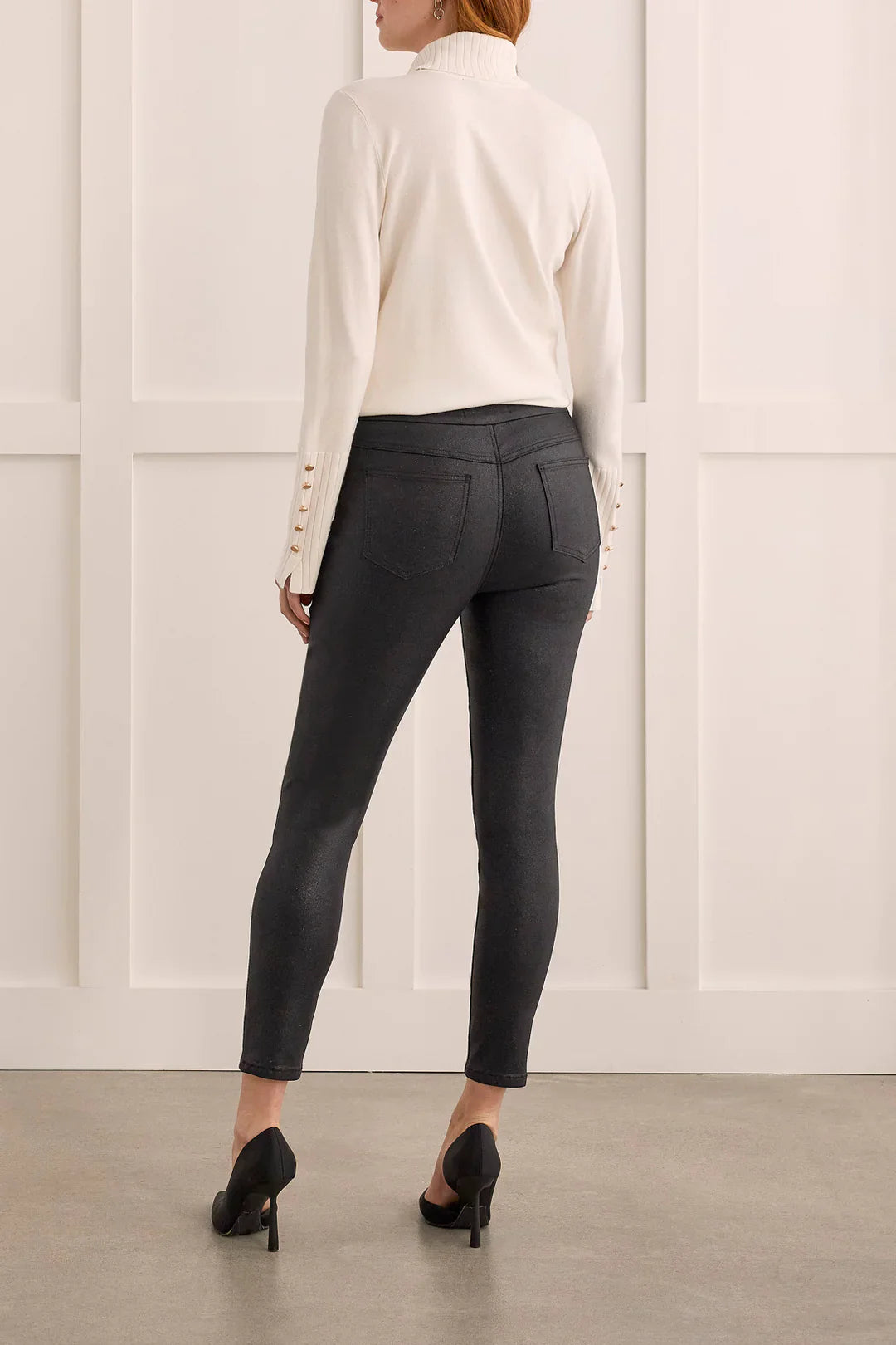 AUDREY GLITZ PULL-ON SKINNY ANKLE PANT