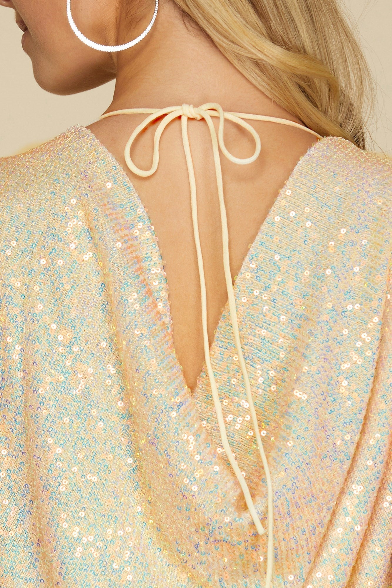 Sleeveless-Sequin Bodysuit with Back Cowl neck detail