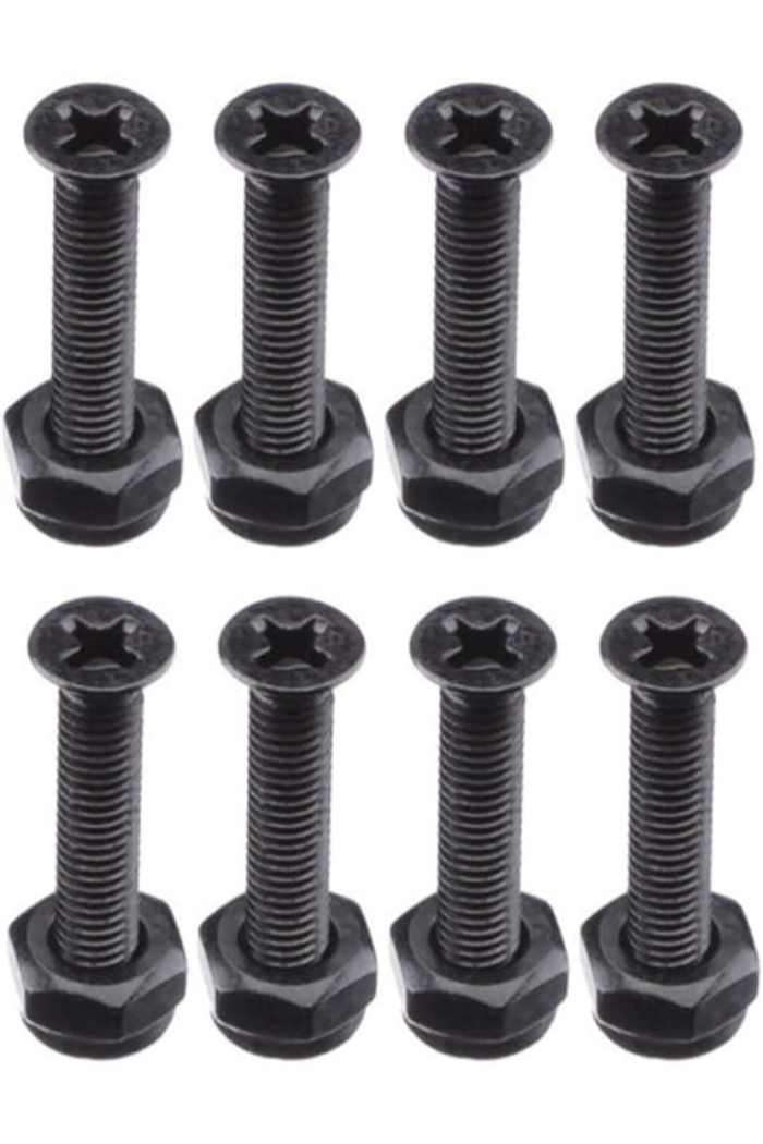 Skateboard 1.25 inch phillips screws and nuts 8 pk black