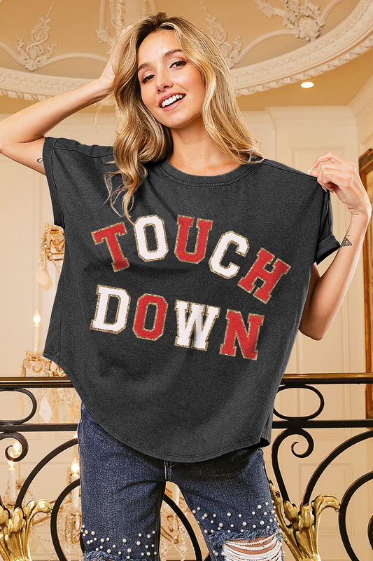 TOUCHDOWN LETTER LOOSE FIT VINTAGE WASHED TOP