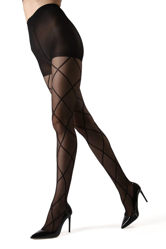 Backseam lurex sheer tights