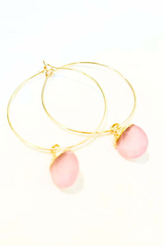1" - Med Electroplated Gem Drop Hoops