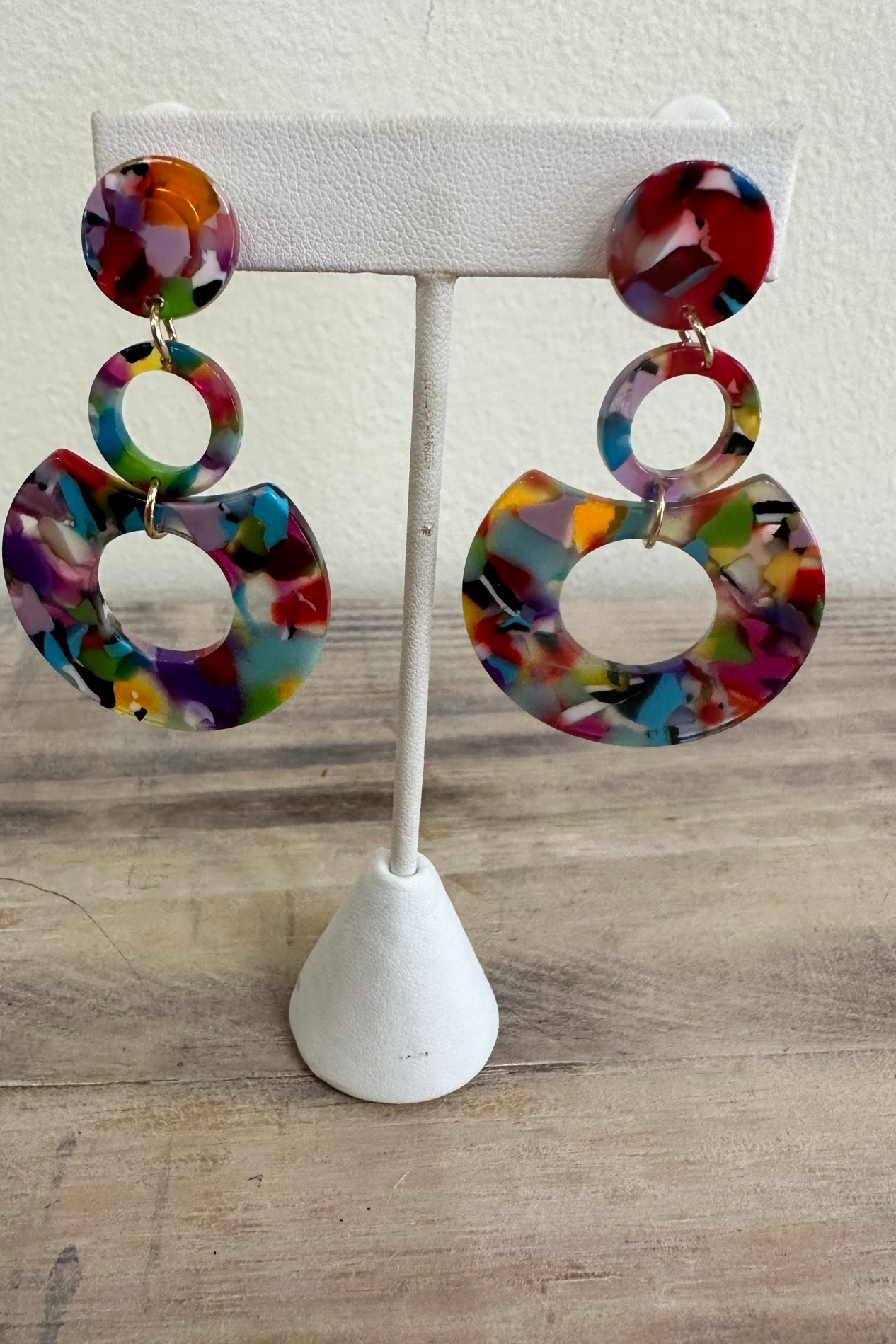 Abstract Clip On Circle Dangles