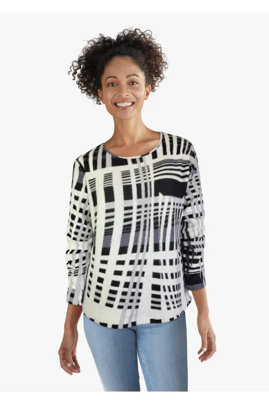 Abstract Crew Neck Top