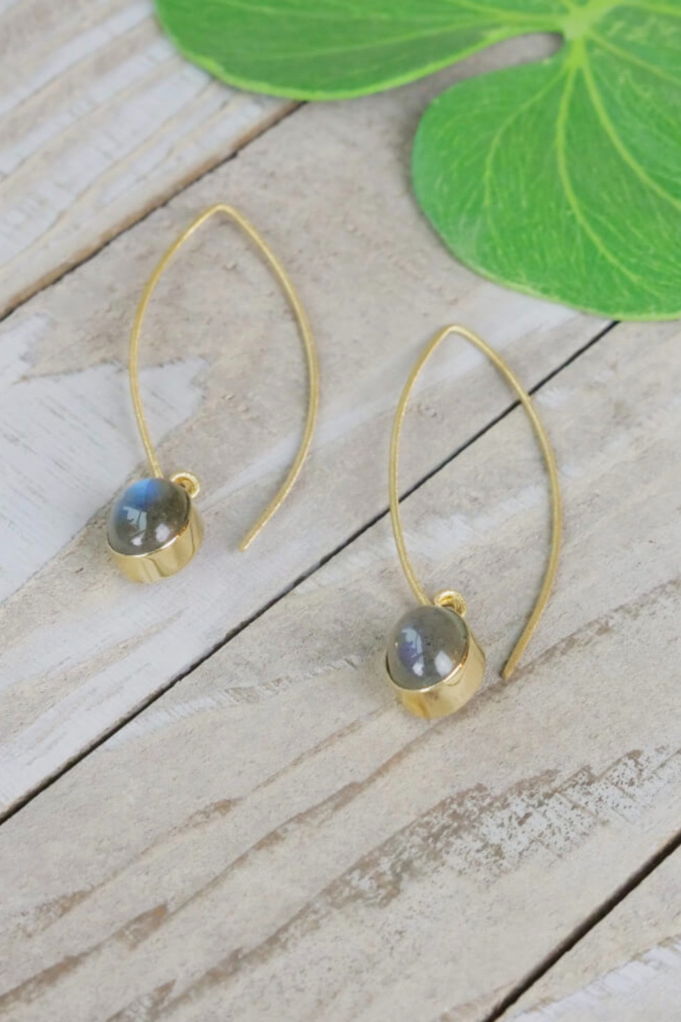 Brass Stone Drop Earring