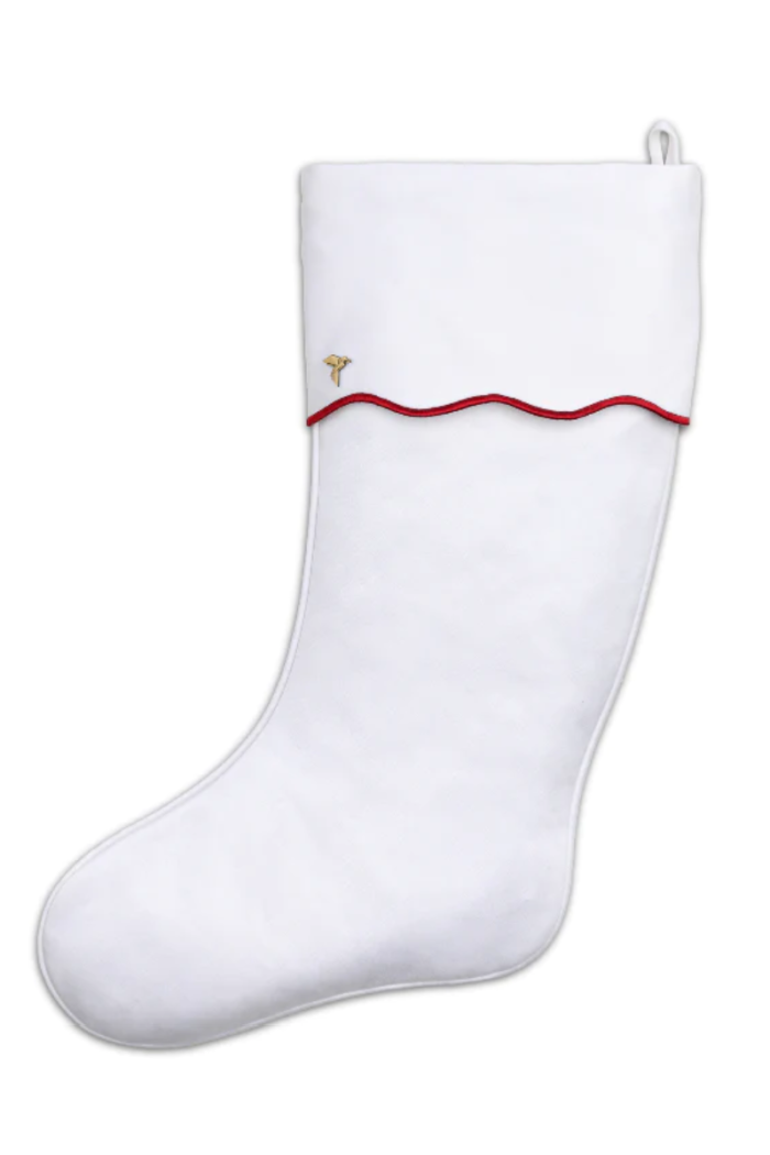 WHITE SCALLOPED CHRISTMAS STOCKING