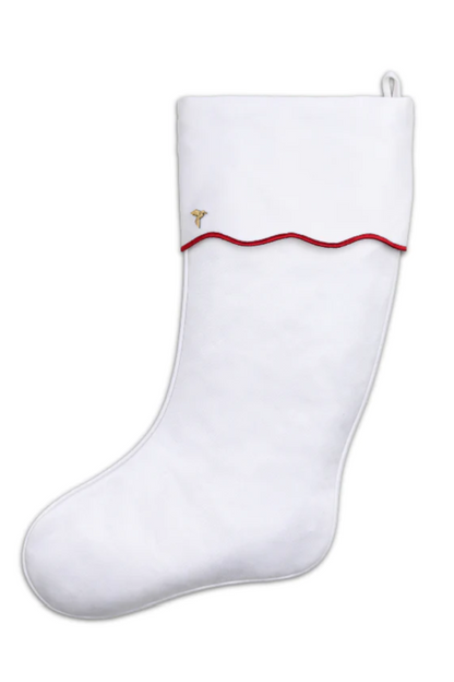 WHITE SCALLOPED CHRISTMAS STOCKING