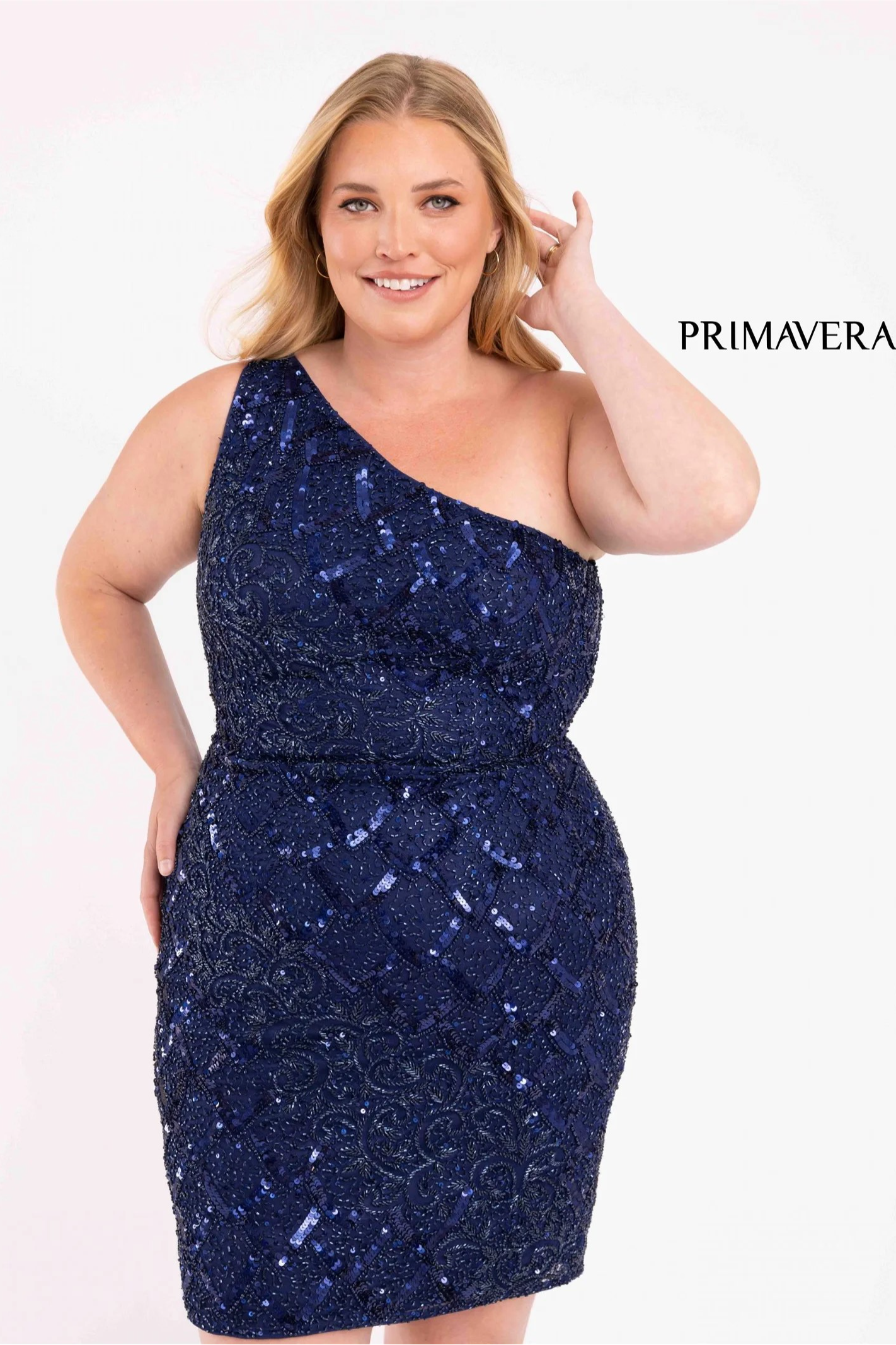 One shoulder beaded cocktail dress