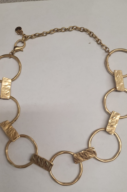 7 Ring Necklace gold tone 18.5"