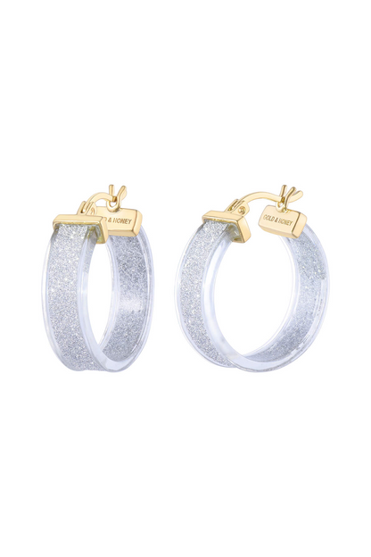 WIDE GLITTER LUCITE HOOPS