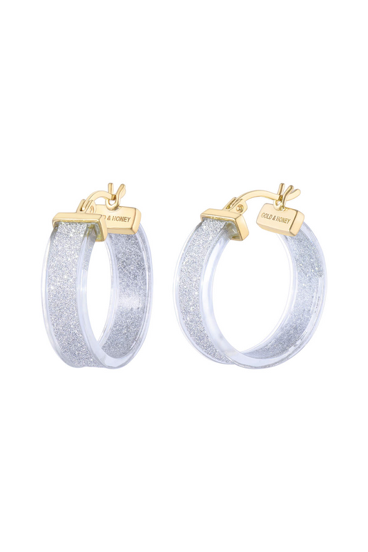 WIDE GLITTER LUCITE HOOPS
