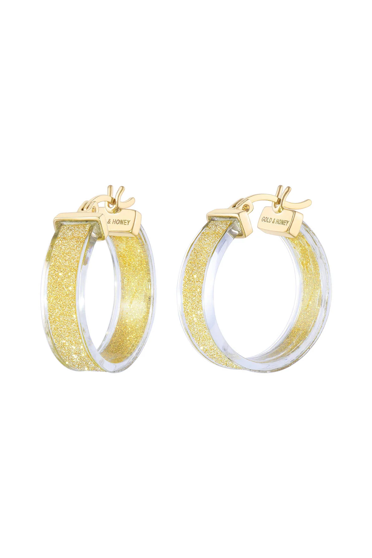 WIDE GLITTER LUCITE HOOPS