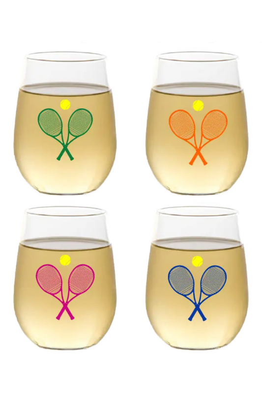 TENNIS  INSPIRED SHATTERPROOF WINE GLASSES S/4