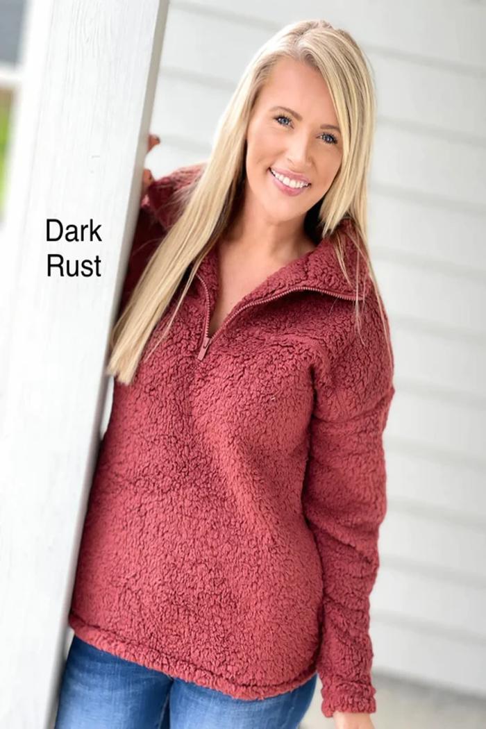 Soft Sherpa Half Zip Pullover With Side Pockets