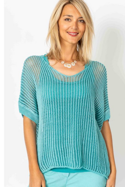 Open Knit S/S Sweater