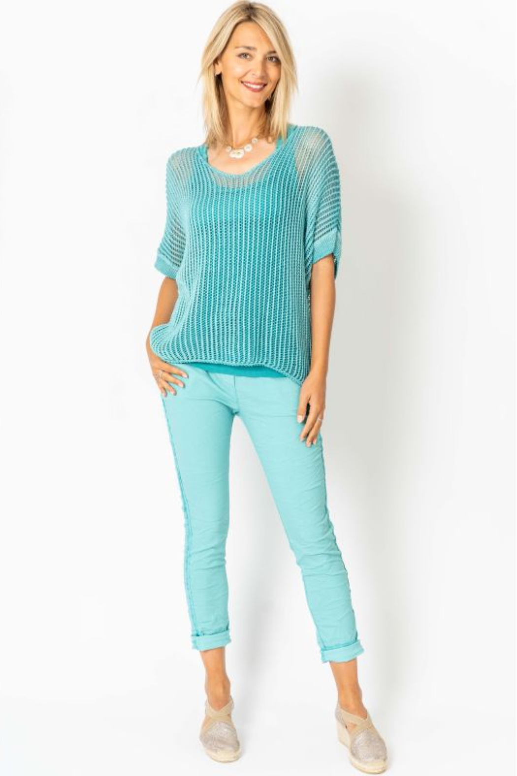 Open Knit S/S Sweater