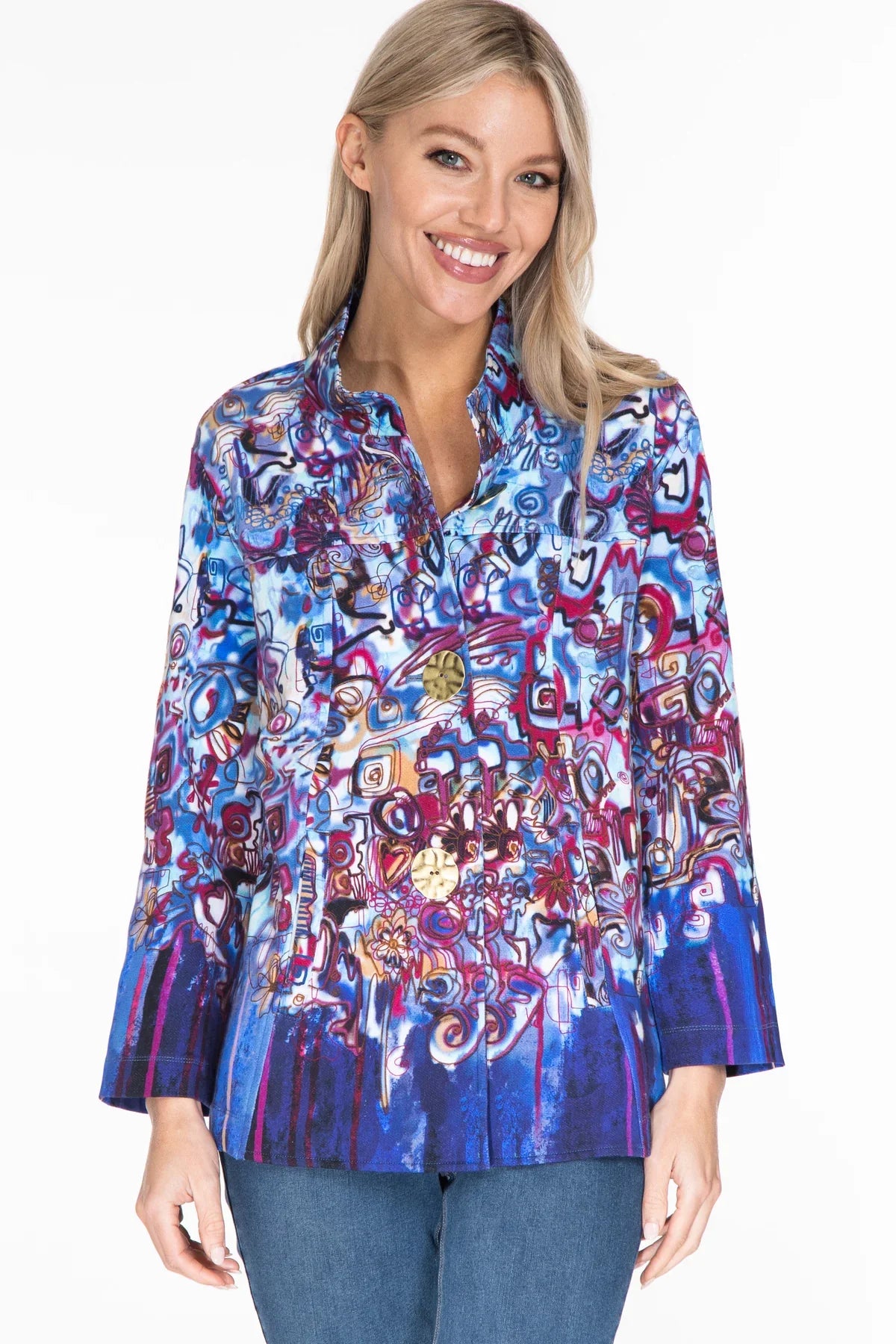 Abstract Print Knit Jacket