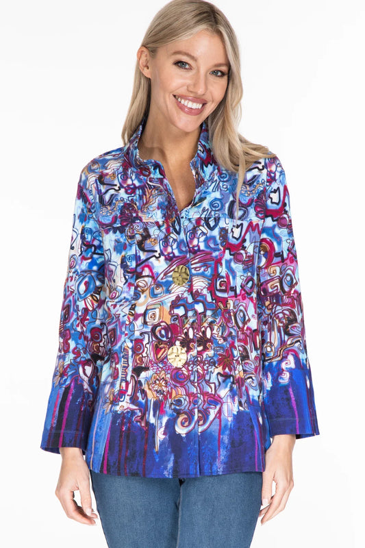 Abstract Print Knit Jacket