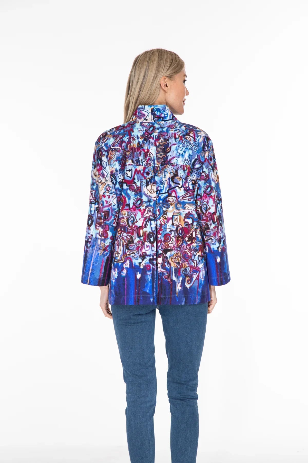 Abstract Print Knit Jacket