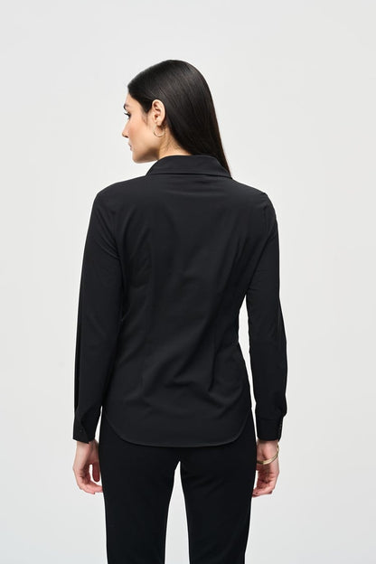 Stretch Woven Wrap Blouse