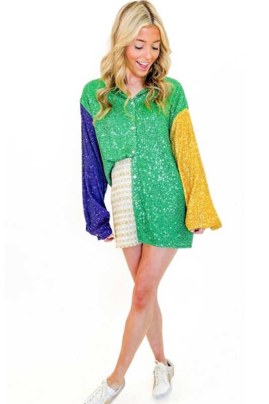 Sequin Colorblock Shirt