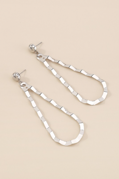 Silver Geometric Drop Earrings