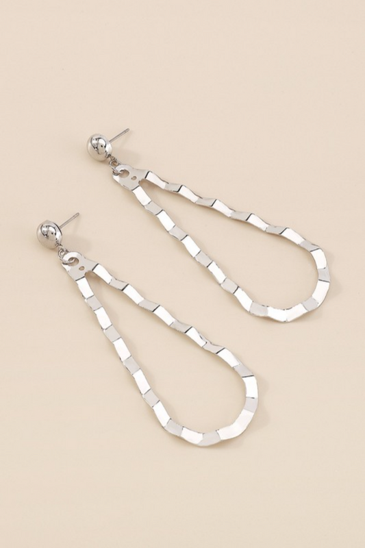Silver Geometric Drop Earrings