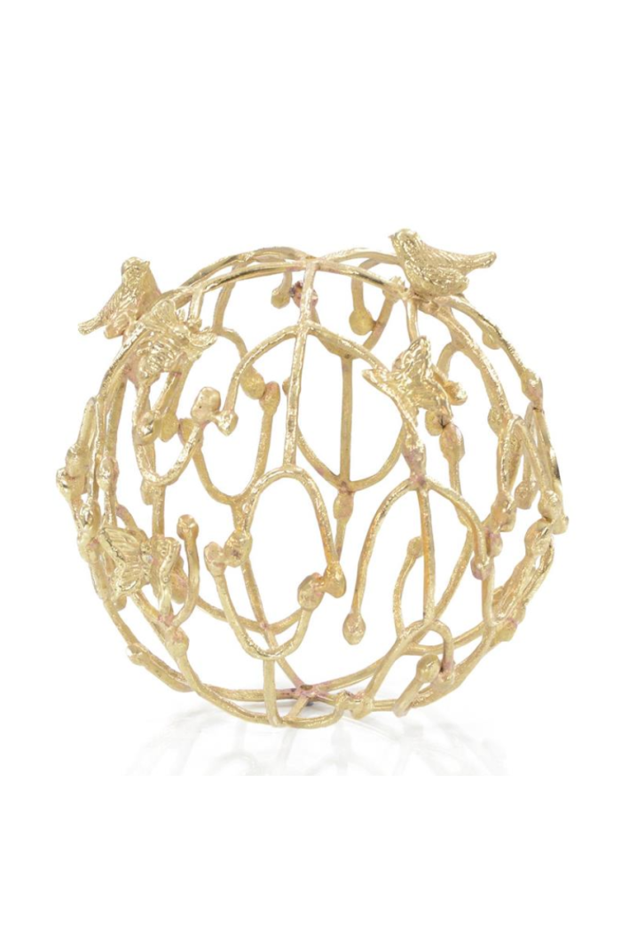 BIRDS,BEES AND BUTTERFLY BRASS BALL II 8"