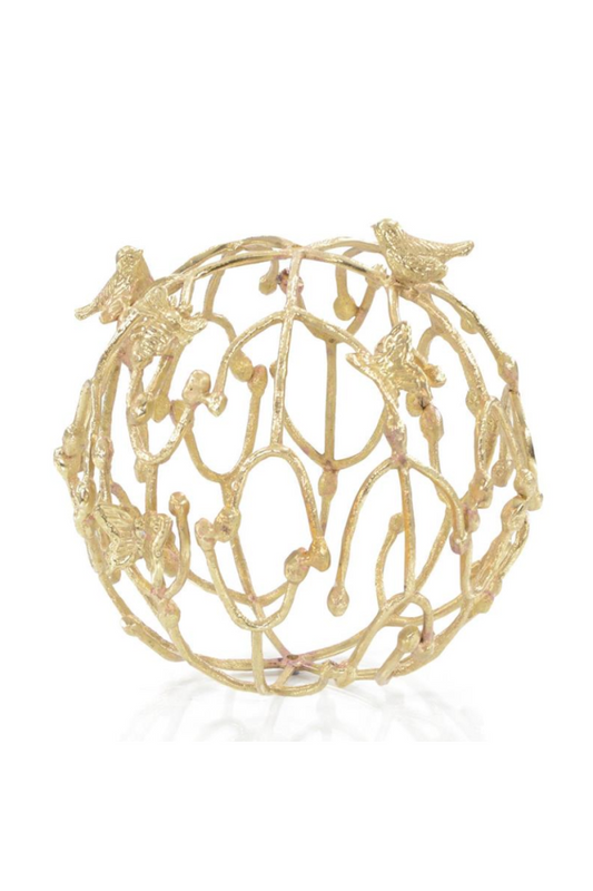 BIRDS,BEES AND BUTTERFLY BRASS BALL II 8"