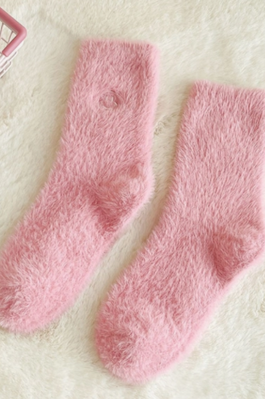 Smiley Embroidered Fuzzy Socks