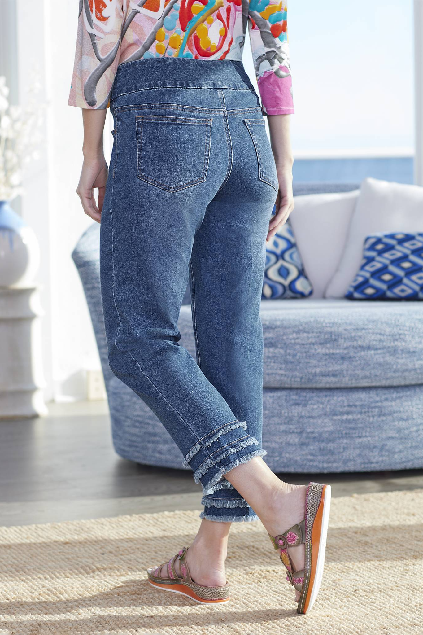 Triple Fringe Ankle Pant - stripe