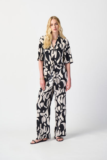 Abstract Print Woven Wide-Leg Pants