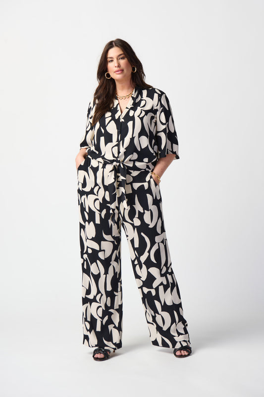 Abstract Print Woven Wide-Leg Pants