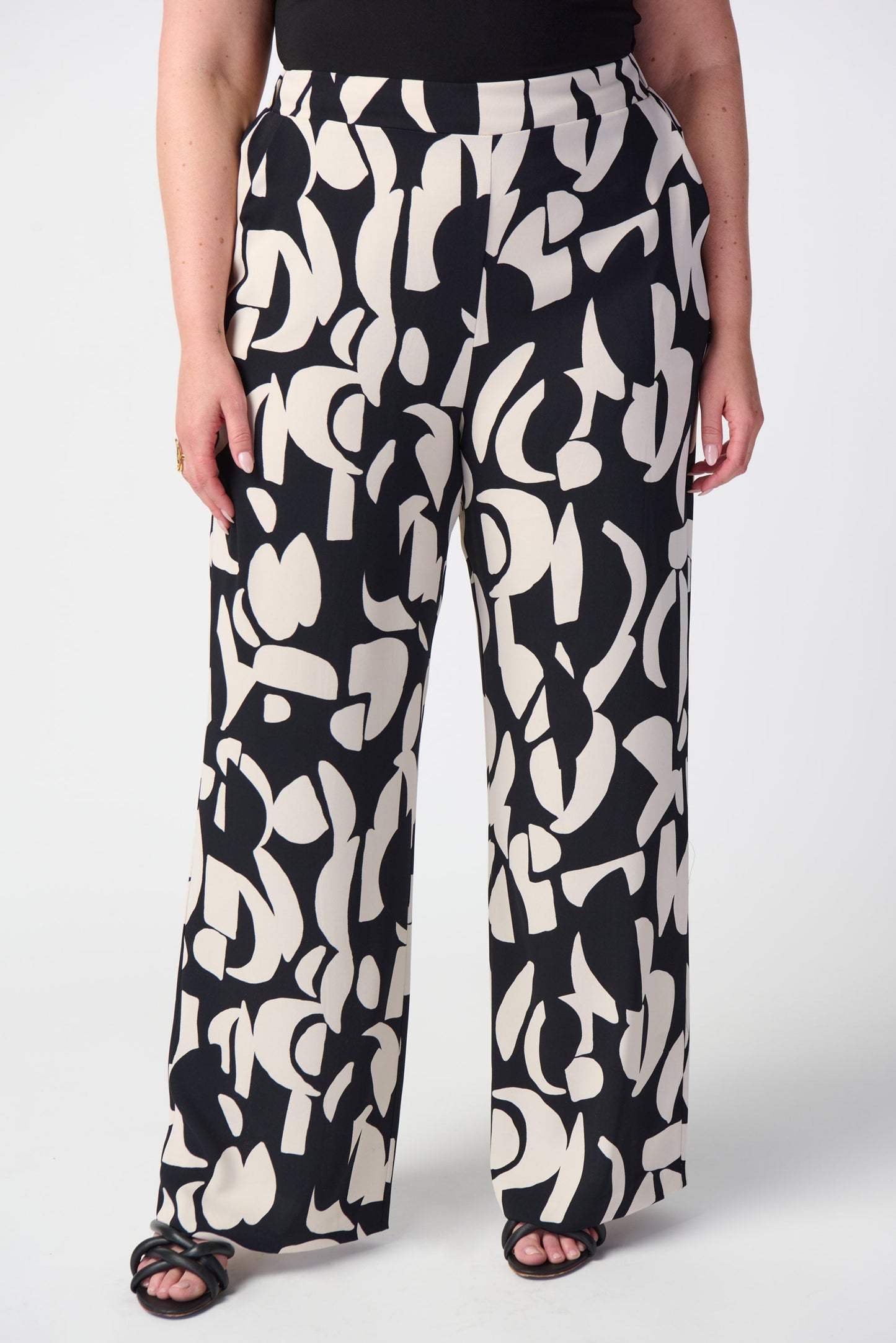 Abstract Print Woven Wide-Leg Pants