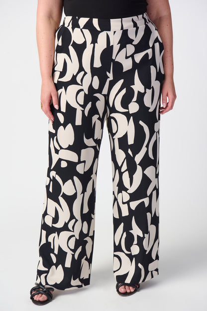 Abstract Print Woven Wide-Leg Pants