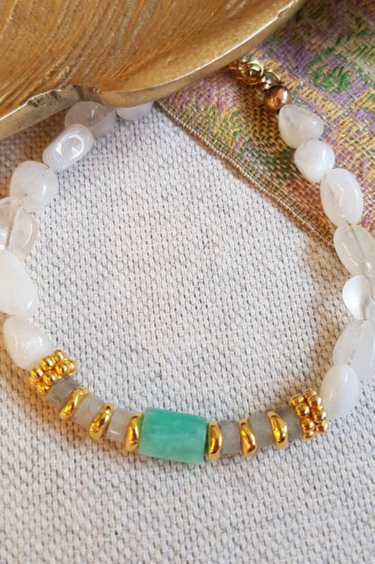 Bracelet Moonstone, Amazonite - Adhya