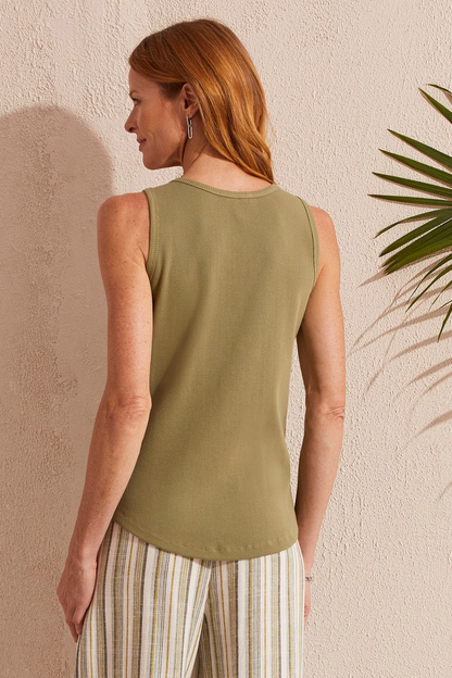 SOLID COTTON HENLEY TANK TOP
