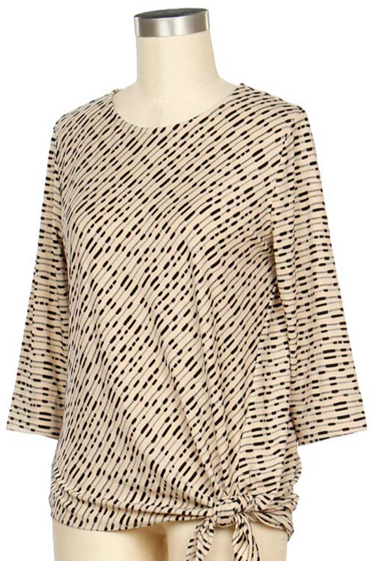Anita Stripe 3/4 Sleeve Tie Top