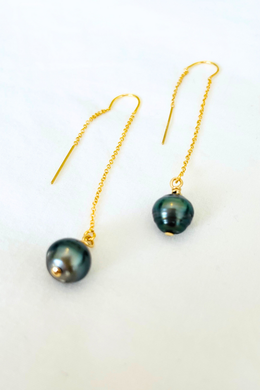 Tahitian Pearl Threader Earring - 14K Gold Filled