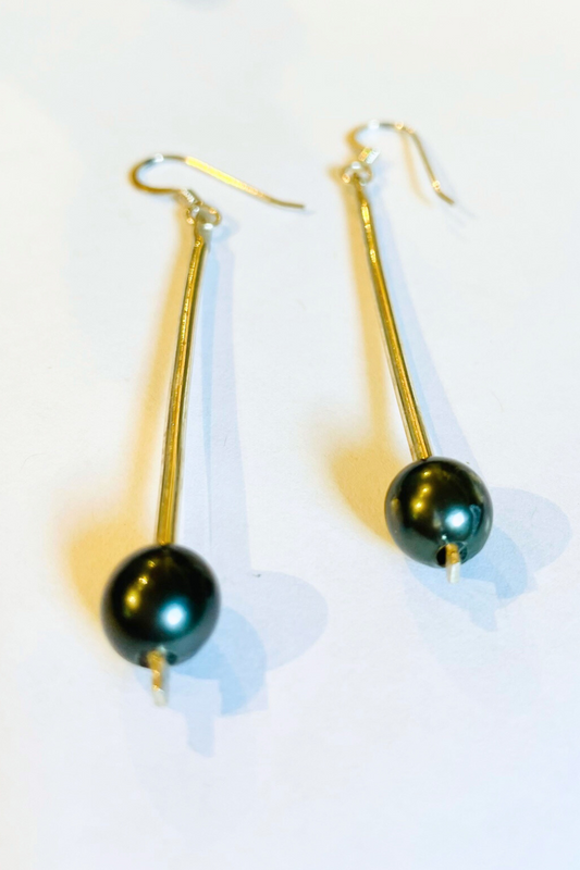 SS Tahitian Pearl Bar Earrings