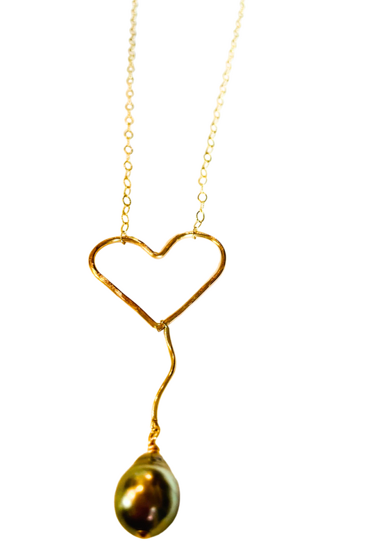 14K Gold-filled Heart Swirl Tahitian Necklace