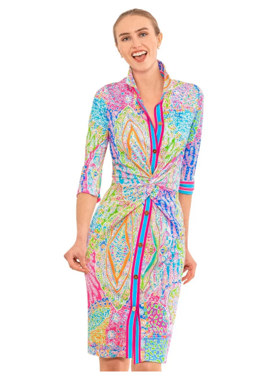Twist Front Collared Dress