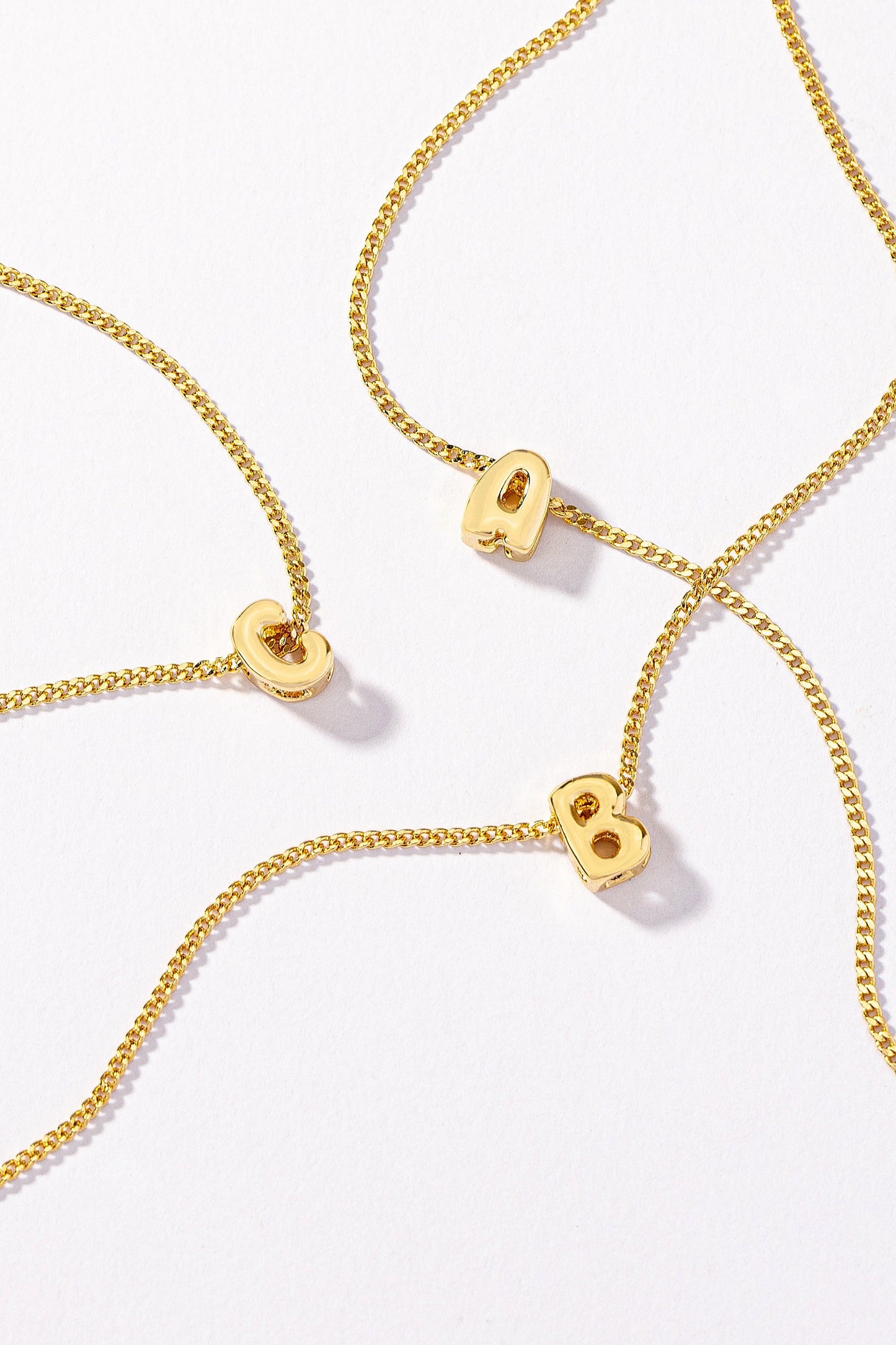 Stainless bubble/balloon letter initial necklace